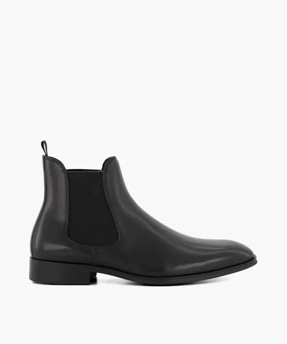 Dune London Black Boots Men Mandatory Black Leather Chelsea Boots Black