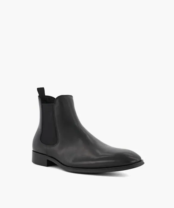 Dune London Black Boots Men Mandatory Black Leather Chelsea Boots Black