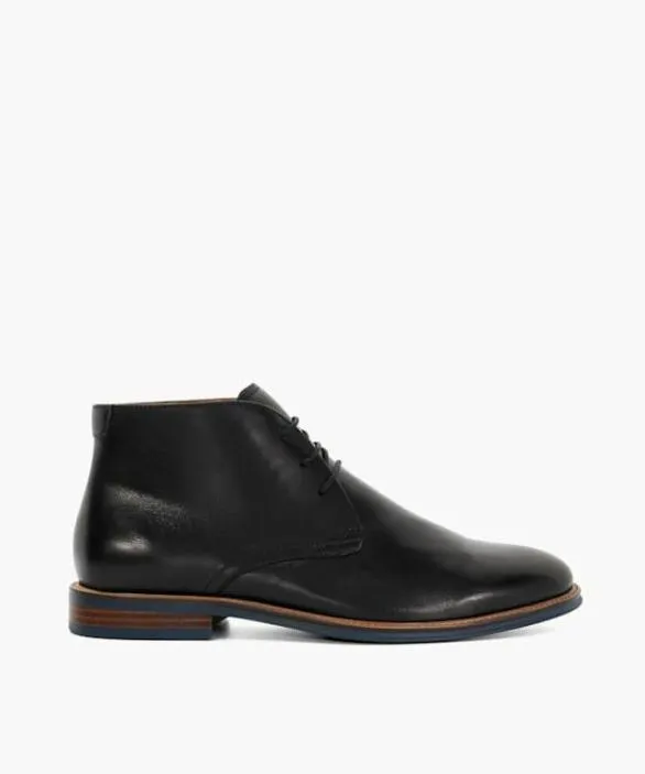 Dune London Black Boots Men Millers Black Round Toe Lace Up Boots Black
