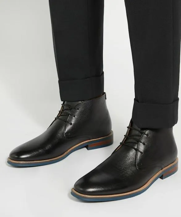 Dune London Black Boots Men Millers Black Round Toe Lace Up Boots Black