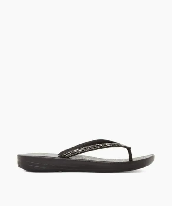 Dune London Black Sandals Women Iqushion Sparkl Black Wedge Flip Flop Black
