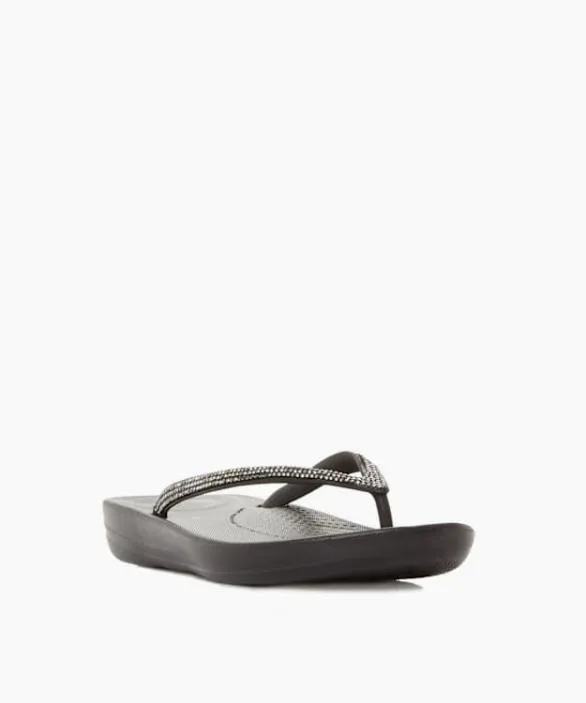 Dune London Black Sandals Women Iqushion Sparkl Black Wedge Flip Flop Black