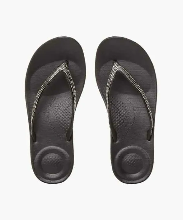Dune London Black Sandals Women Iqushion Sparkl Black Wedge Flip Flop Black