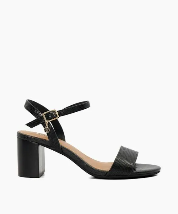 Dune London Black Sandals Women Jelly Black Leather Block Heeled Sandals Black
