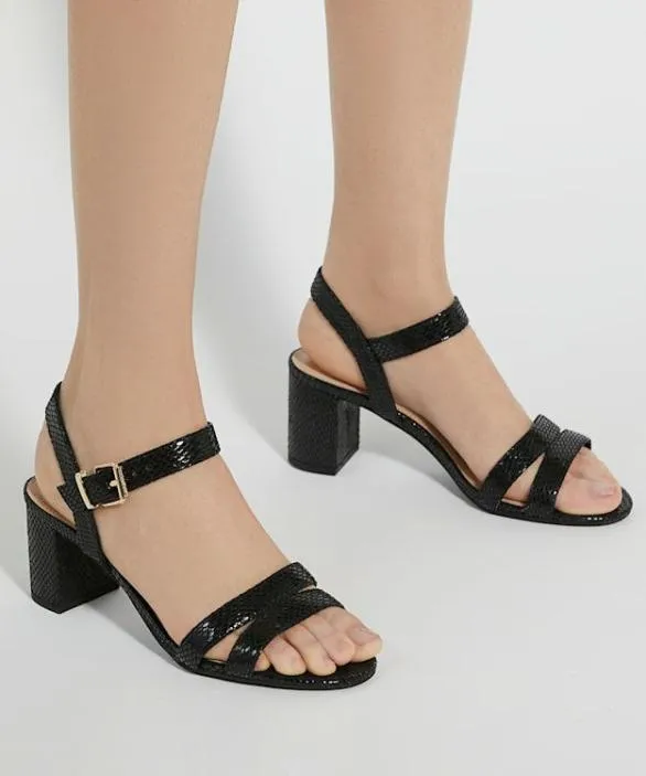Dune London Black Sandals Women Merisa Black BlockHeeled Sandals Black