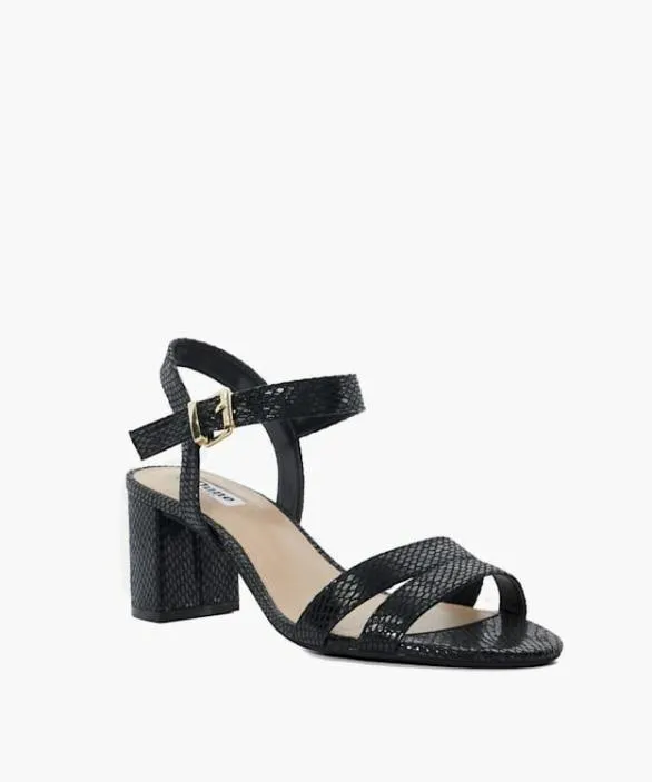 Dune London Black Sandals Women Merisa Black WideFit BlockHeel Sandals Metallic Synthetic