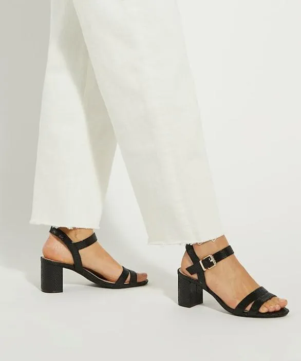 Dune London Black Sandals Women Merisa Black WideFit BlockHeel Sandals Metallic Synthetic