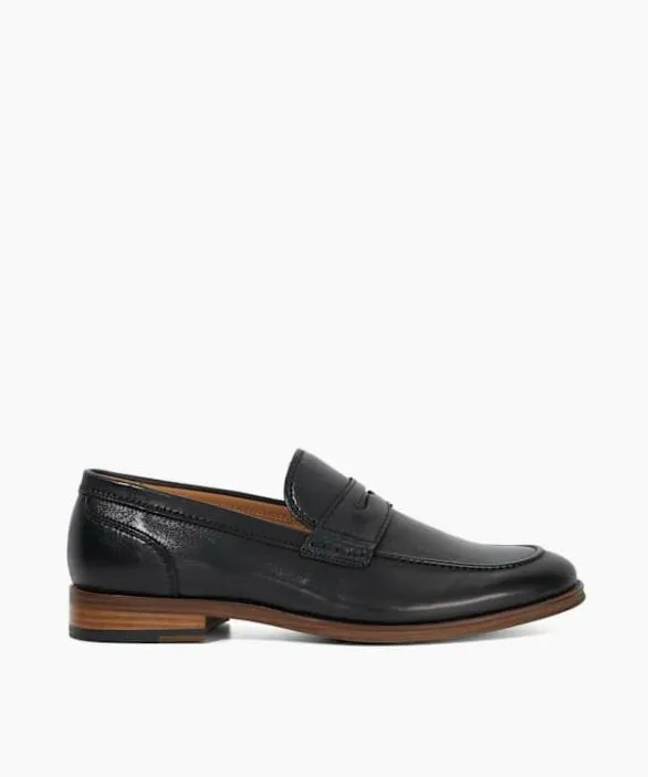Dune London Black Shoes Men Sulli Black Smart Moccasin Loafers Black