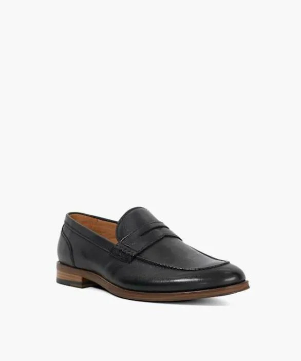 Dune London Black Shoes Men Sulli Black Smart Moccasin Loafers Black