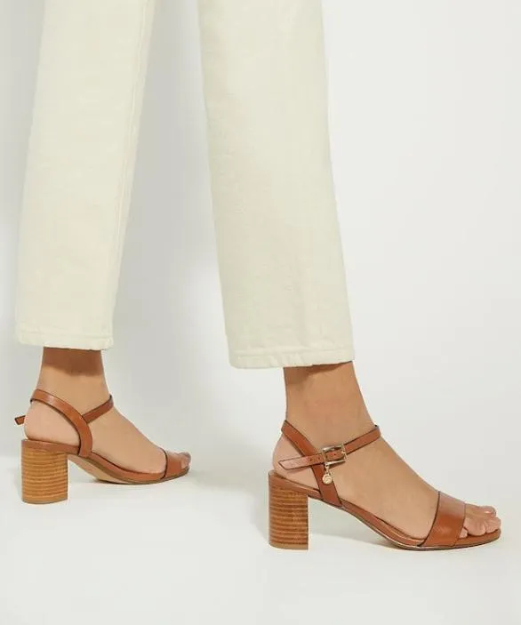 Dune London Block Heeled Sandals Women Jelly Tan Leather Block Heeled Sandals Brown