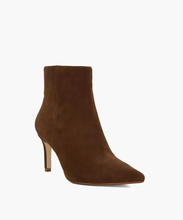 Dune London Brown Boots Women Obsessively Dark Tan High Heel Ankle Boots Brown