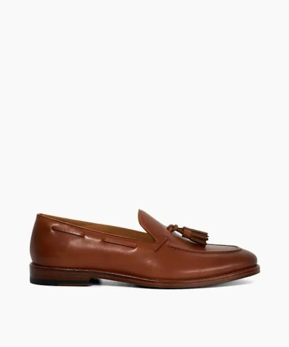 Dune London Brown Shoes Men Sanders Tan TasselTrimmed Loafers Brown Leather