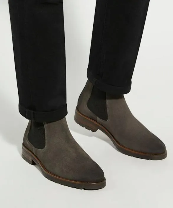 Dune London Casual Boots Men Chelty Grey Brushed Suede Chelsea Boots Grey