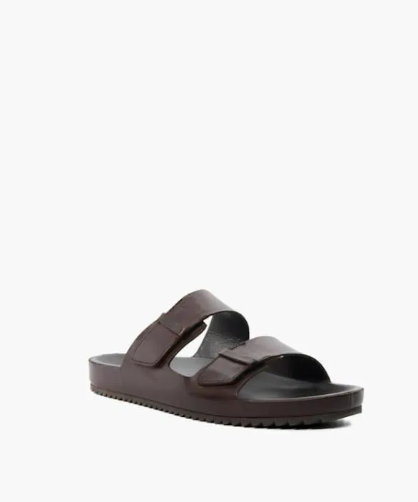 Dune London Casual Sandals Men Intells Brown Double Strap Leather Sandals Brown