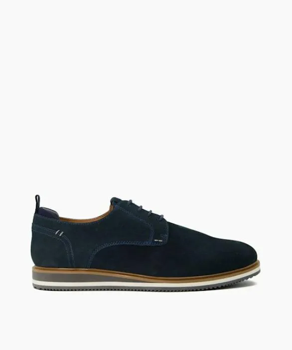 Dune London Casual Shoes Men Bucatini Navy Wedge Sole Lace Up Shoes Blue