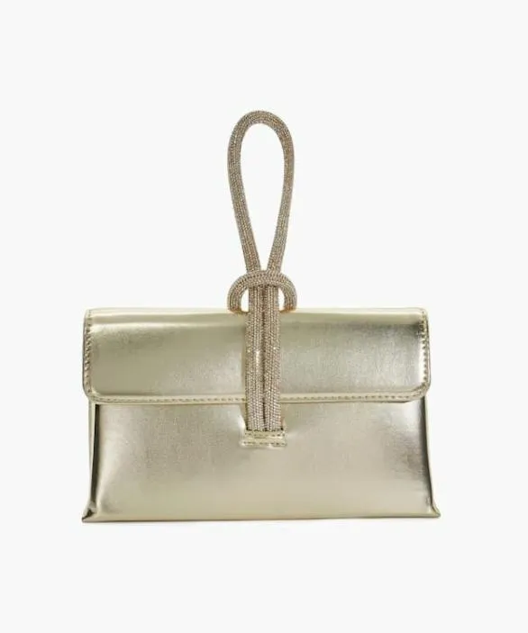 Dune London Clutch Bags Women Brynie Gold DiamanteLoopHandle Grab Bag Metallic Synthetic Dune London Clutch Bags Women Brynie Gold DiamanteLoopHandle Grab Bag Metallic Synthetic