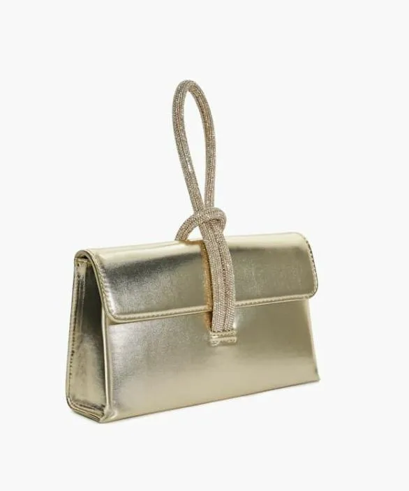 Dune London Clutch Bags Women Brynie Gold DiamanteLoopHandle Grab Bag Metallic Synthetic