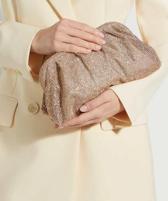 Dune London Clutch Bags Women Elegent Rose Gold Embellished Mesh Clutch Bag Pink