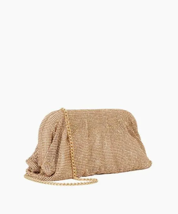 Dune London Clutch Bags Women Elegent Rose Gold Embellished Mesh Clutch Bag Pink