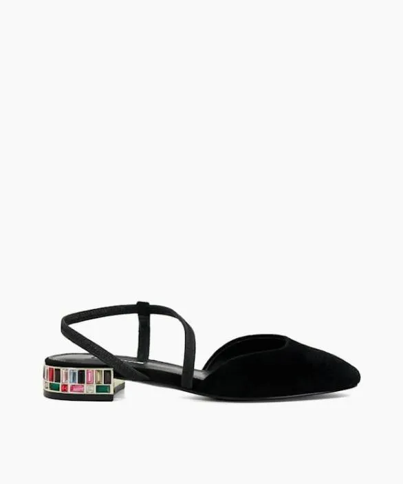 Dune London Court Shoes Women Collectable Black Jewel Embellished Low Heel Slingback Black