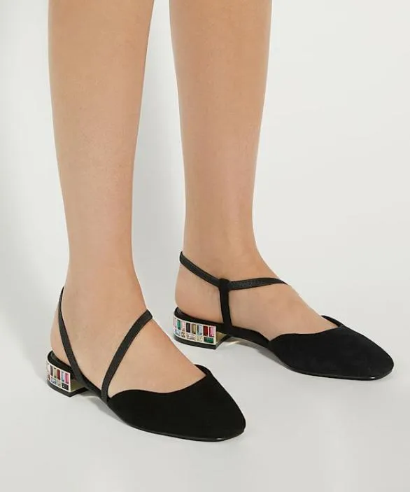 Dune London Court Shoes Women Collectable Black Jewel Embellished Low Heel Slingback Black