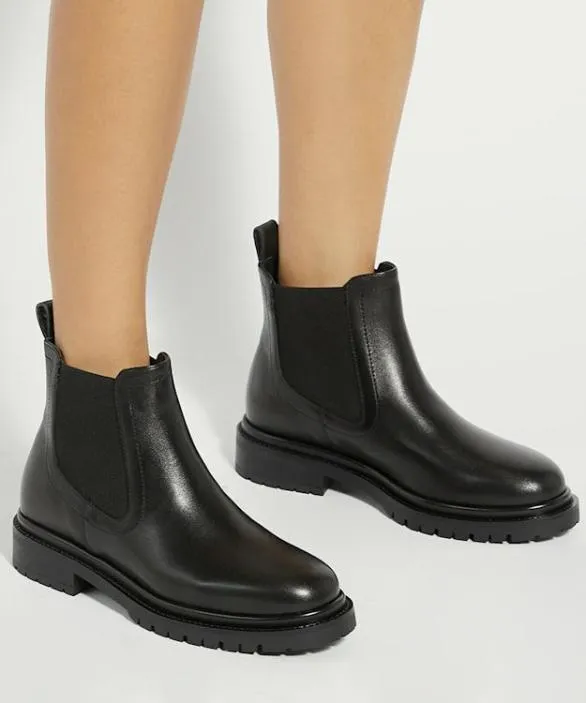 Dune London Flat Boots Women Perceive Black Leather Chelsea Boots Black Leather
