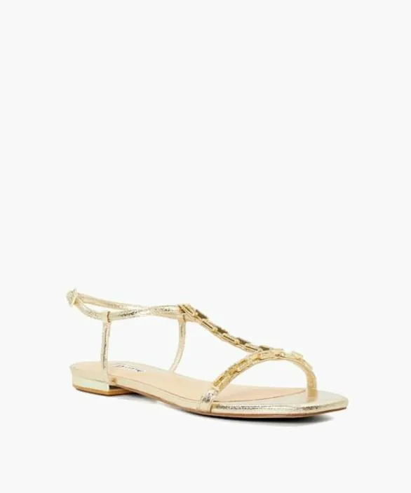 Dune London Gold Sandals Women Nourish Gold Diamante Metallic Sandals Metallic