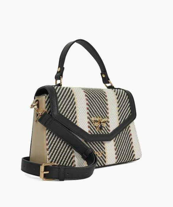 Dune London Handbags Women Dinibug Black White Top Handle Dune Bug Embellished Bag Blackwhite