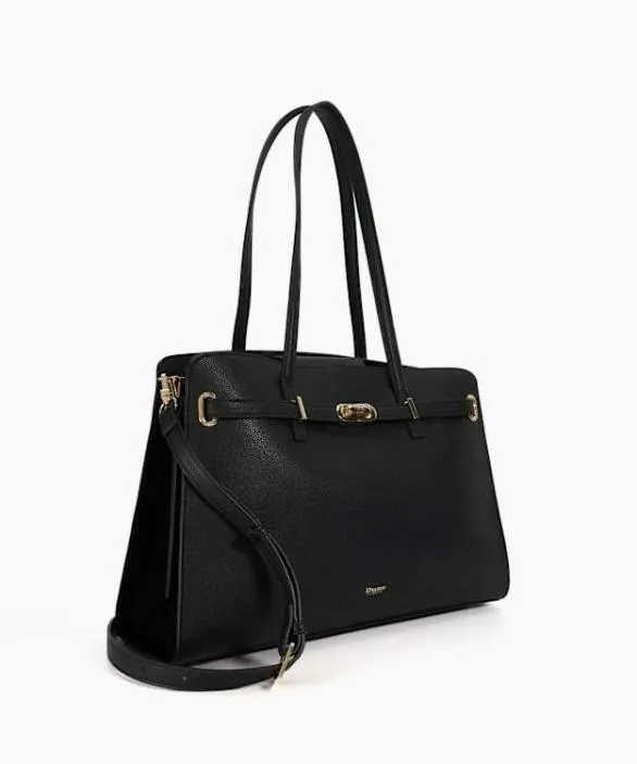 Dune London Leather Bags Women Define Black Long Handle Leather Shoulder Bag Black Leather