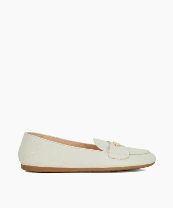 Dune London Loafers Women Gina White Logo Plate Moccasin White