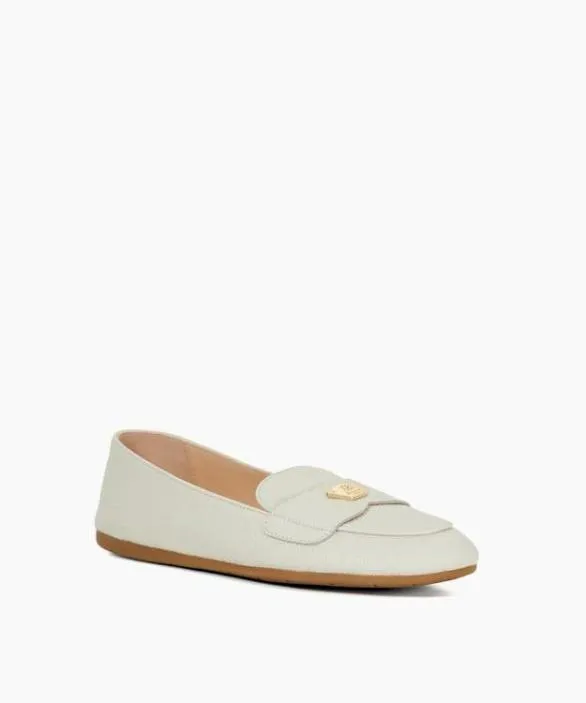 Dune London Loafers Women Gina White Logo Plate Moccasin White