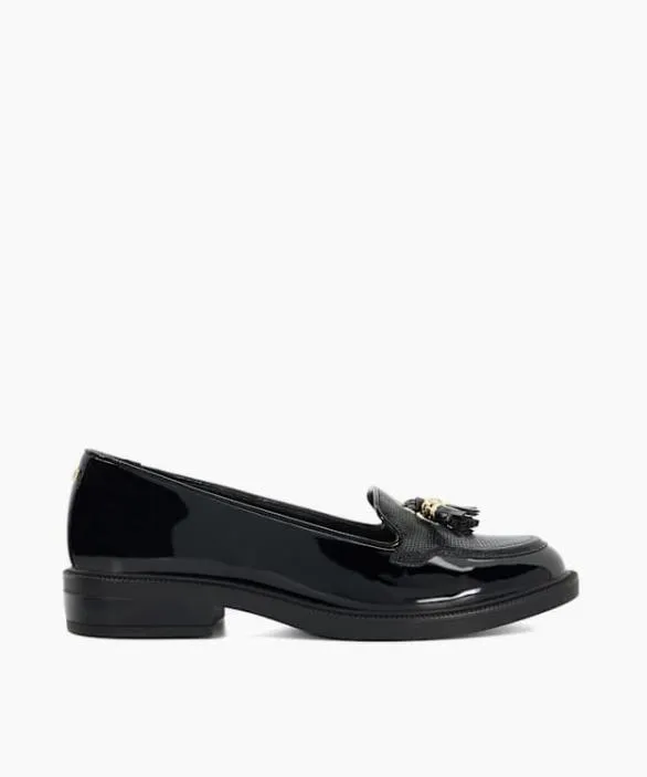 Dune London Loafers Women Grape Black Patent Tassel Loafers Black