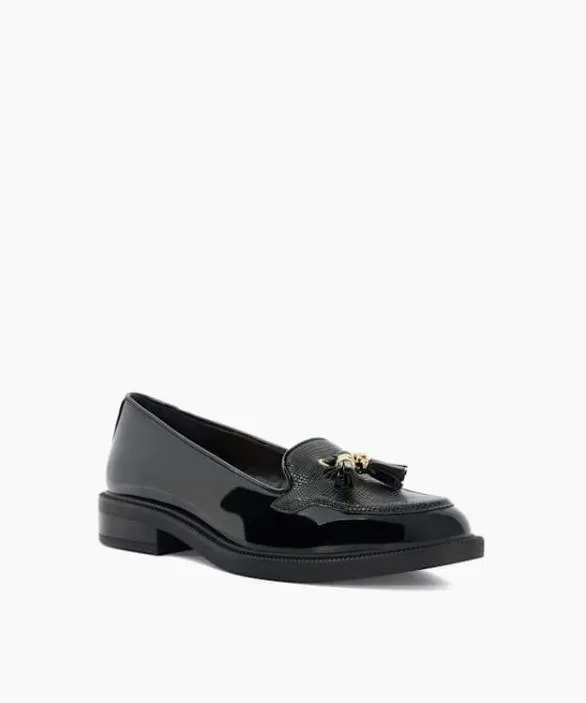 Dune London Loafers Women Grape Black Patent Tassel Loafers Black