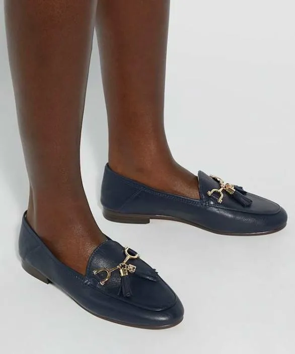 Dune London Loafers Women Greysons Navy Metal Trim Snaffle Loafers Blue