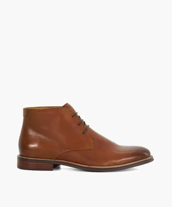 Dune London Smart Boots Men Millers Tan Round Toe Lace Up Boots Brown