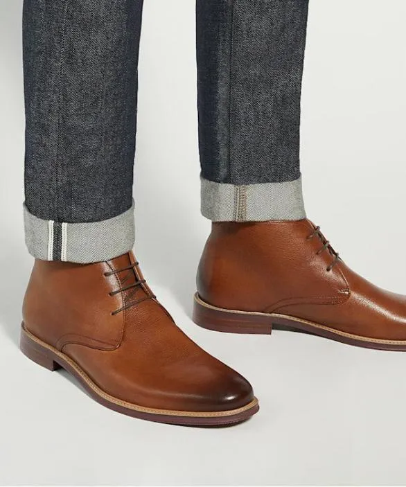 Dune London Smart Boots Men Millers Tan Round Toe Lace Up Boots Brown