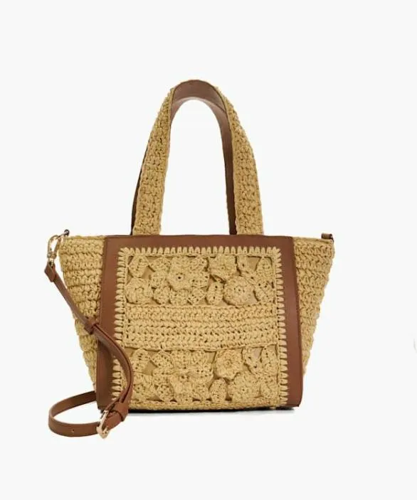 Dune London Tote Bags Women Daisy Natural Floral Raffia Tote Bag Neutral