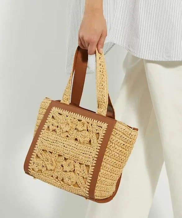 Dune London Tote Bags Women Daisy Natural Floral Raffia Tote Bag Neutral