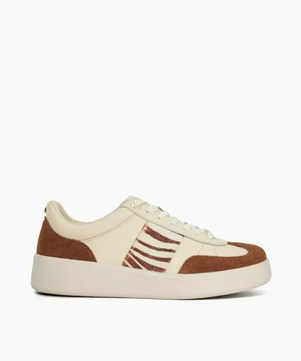 Dune London Trainers Women Enticing Ecru Round Toe Lace Up Trainers White