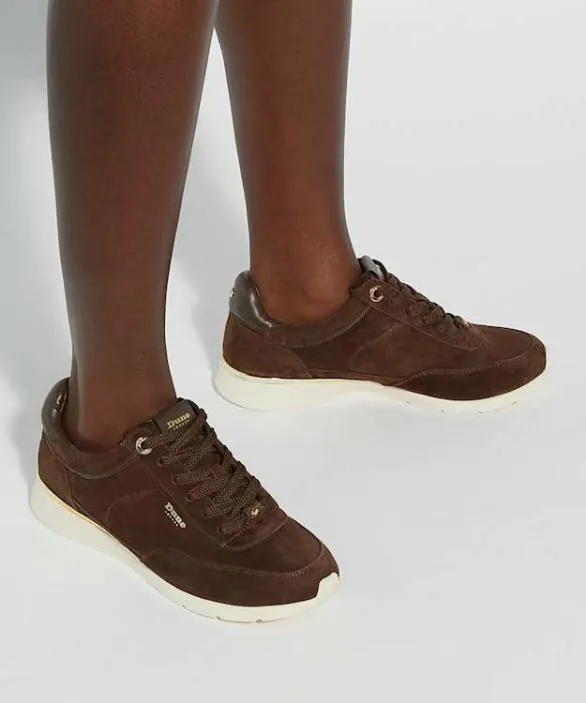 Dune London Trainers Women Entitle Brown Brown Leather Lace Up Runner Trainers Brown