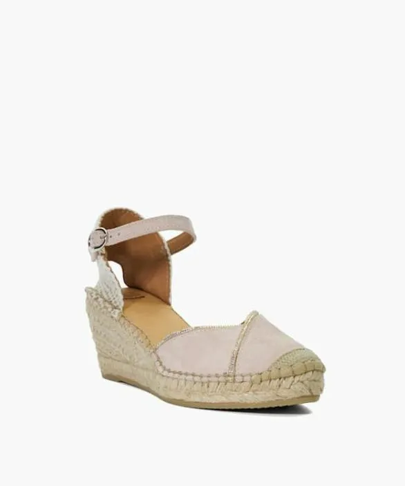 Dune London Wedge Sandals Women Kamii Blush Embellished Raffia Wedge Sandals Neutral