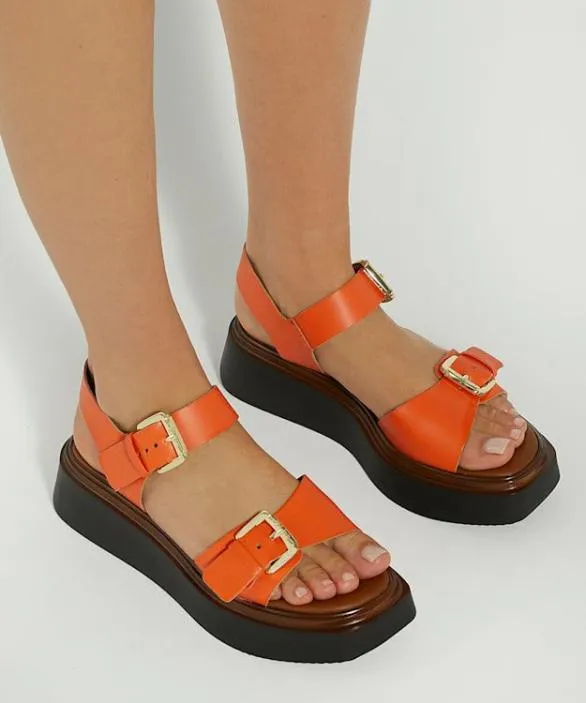 Dune London Wedge Sandals Women Loells Orange Casual Flatform Sandals Orange