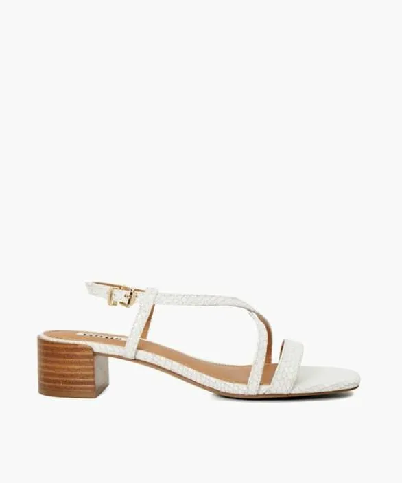 Dune London White Sandals Women Jaskell White Low Block Heel Sandals White