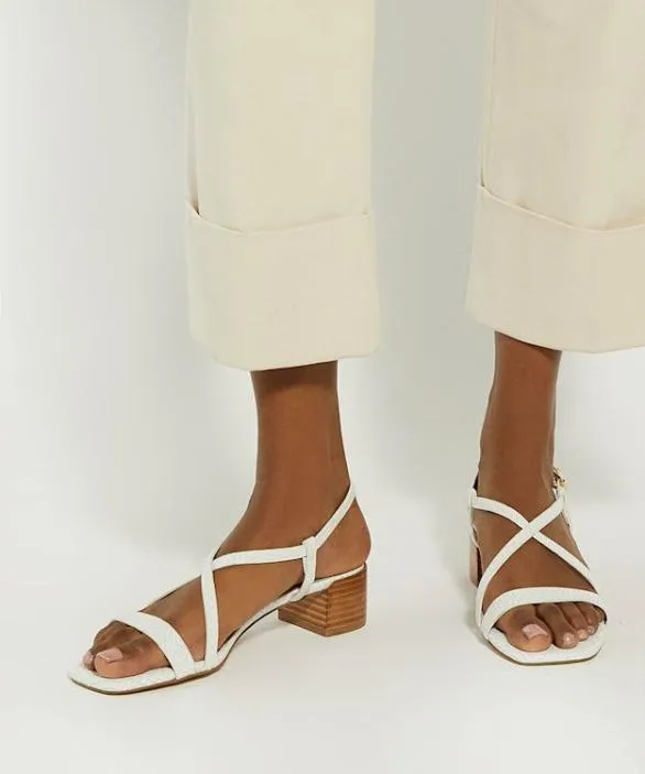 Dune London White Sandals Women Jaskell White Low Block Heel Sandals White