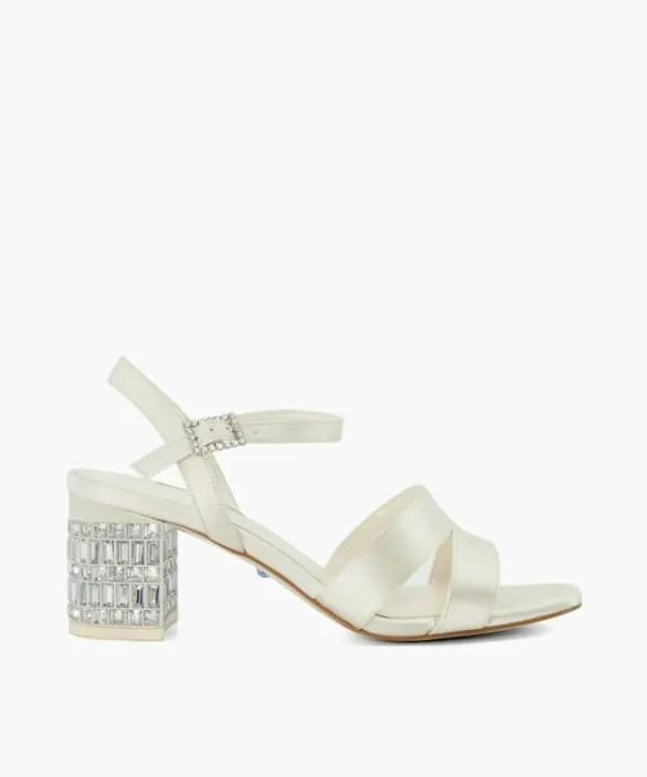 Dune London White Sandals Women Matrimonie Ivory Jewel Embellished Block Wedding Heels White Dune London White Sandals Women Matrimonie Ivory Jewel Embellished Block Wedding Heels White