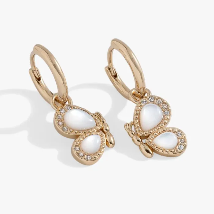 Earrings Women Alex And Ani Butterfly Mother Of Pearl Huggie Hoop Earrings Gold