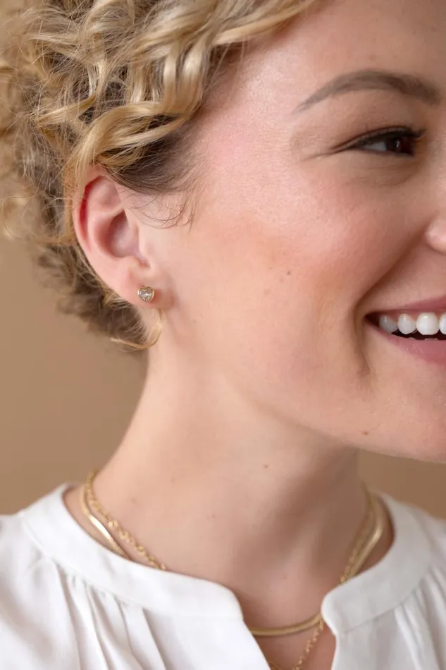 Earrings Women Alex And Ani Crystal Heart Mini Stud Earrings Stainless Steel Gold