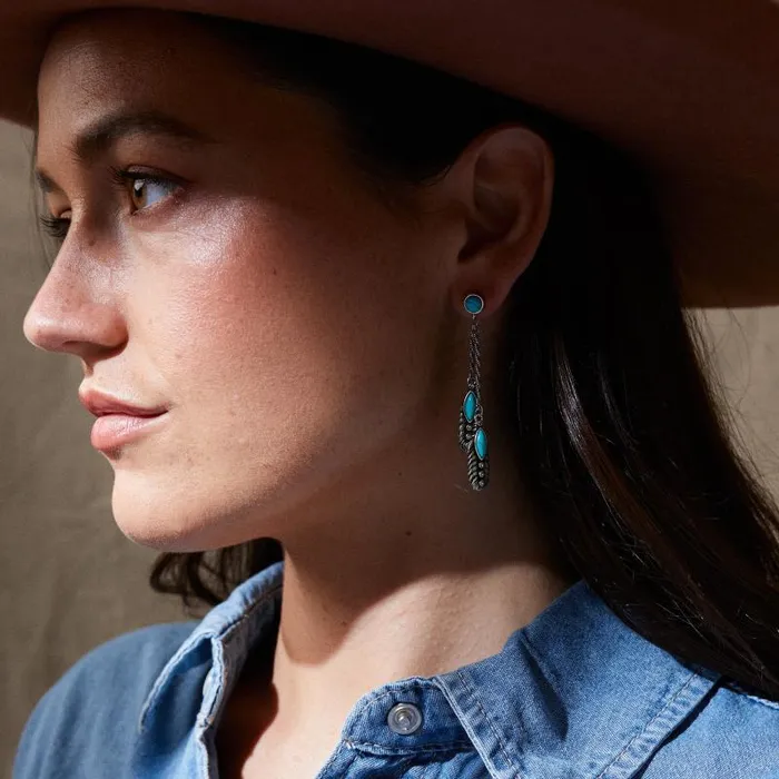 Earrings Women Alex And Ani Turquoise Feather Earrings Silver