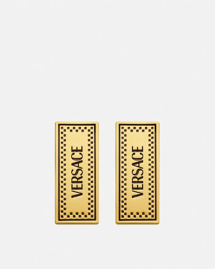 Earrings Women Versace 90s Vintage Logo Earrings Blackgold