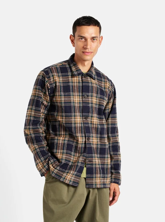 Easy Jacket In NavyGreen Lake Cotton Men Universal Works Overshirts
